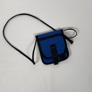 Travel Crossbody Wallet Bag‎ Snap Closure Zippered Pockets 5" x 6" Blue Black